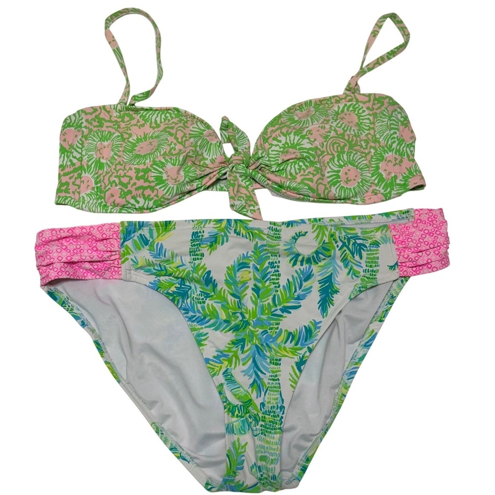 Lilly Pulitzer 2 piece Swimsuit Bikini Set Bottom Size 14/L Tropical Print Lion